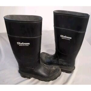 LaCrosse Rubber Boots Size 5 Made in U.S.A. Men's Black Muck Mud Fishing